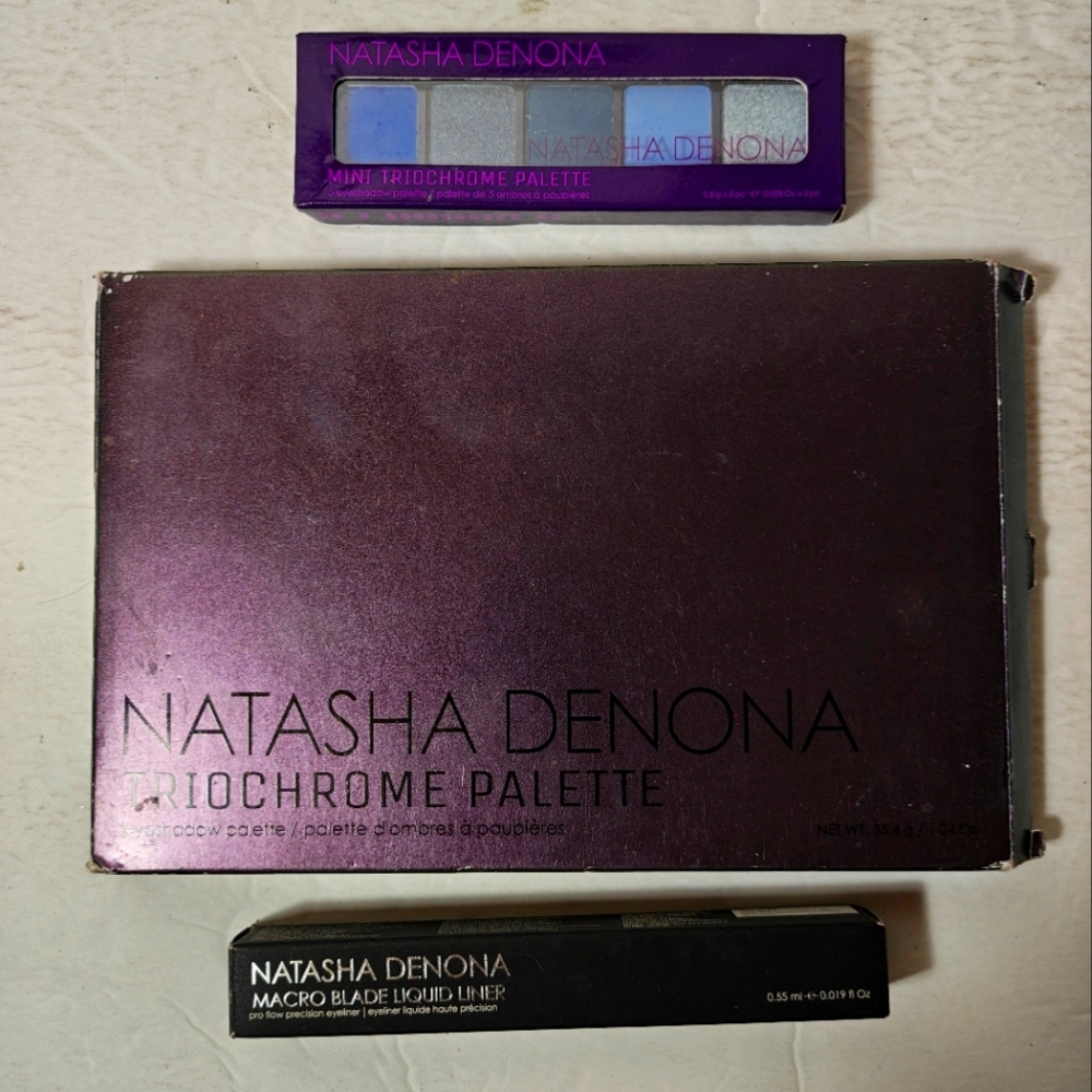 Natasha Denona 2 TRIOCHROME Eyeshadow pallettes & Black Macro Blade Liquid Liner